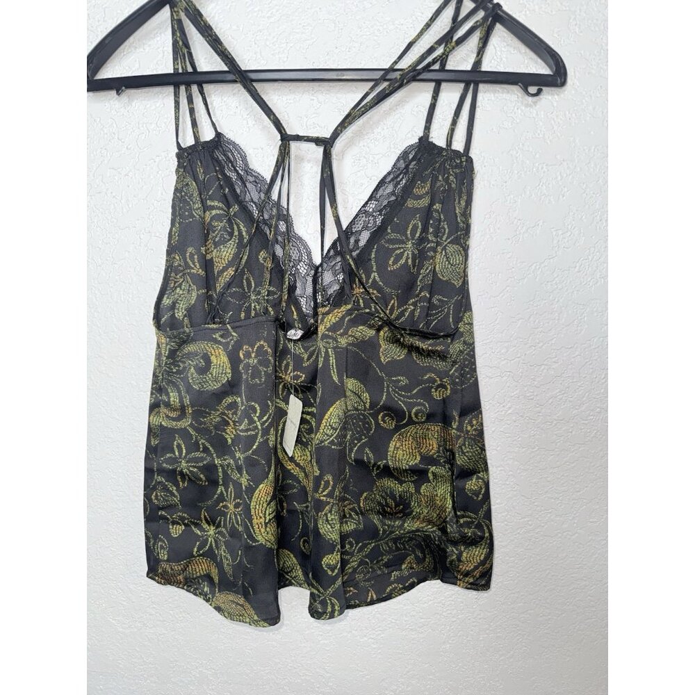 NWT Free People Off The Coast Cami Black Lace Floral Print Tank Blouse Size S F1 - Picture 5 of 8
